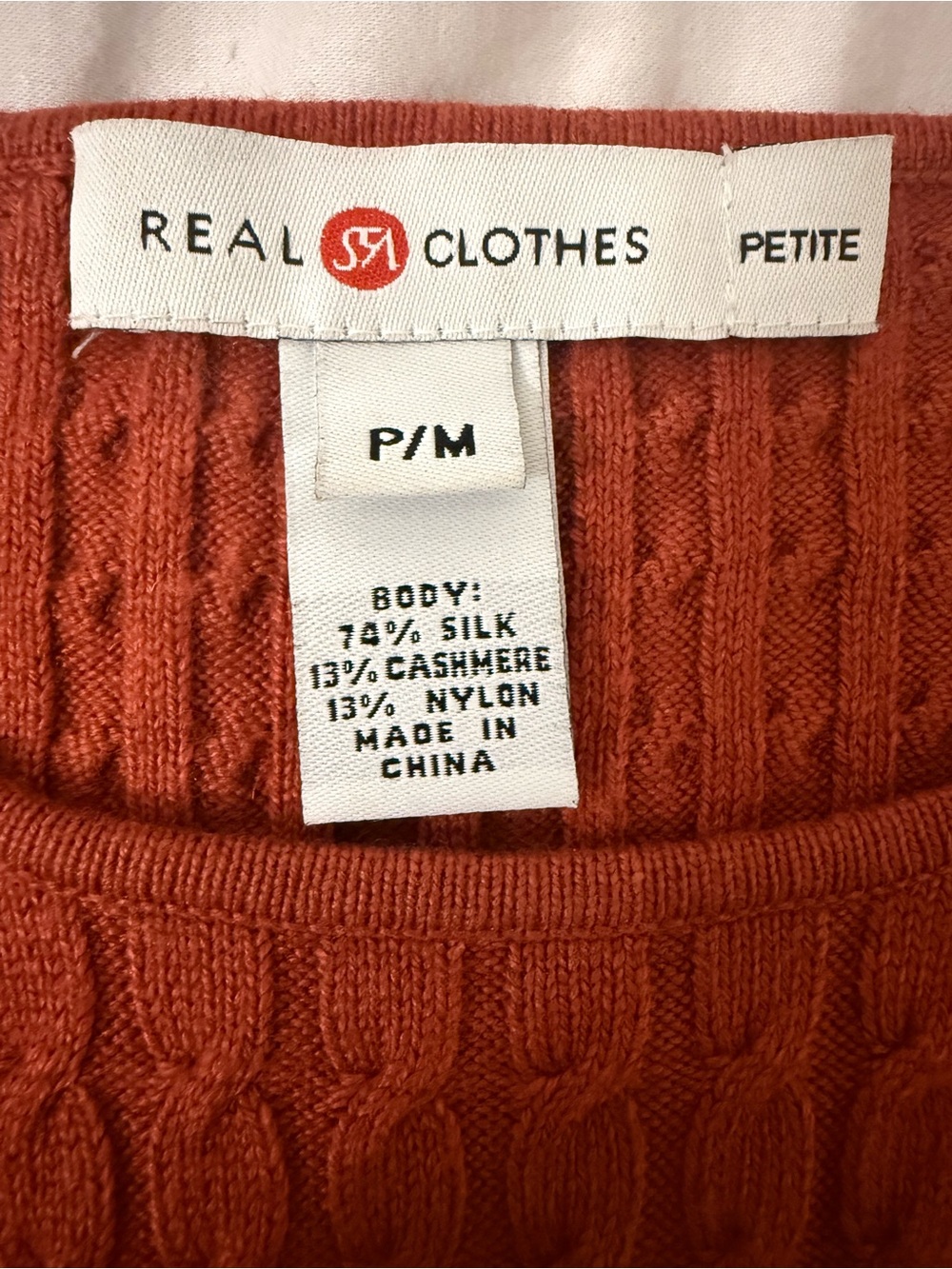 REAL CLOTHES Silk & Cashmere blend/Short Sleeve Sweater Top - Women/ rust color